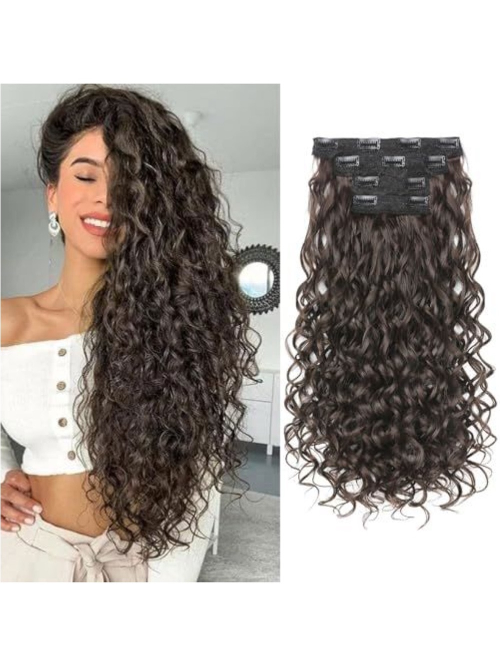 Echo Dark Brown Curly Clip-In Extensions